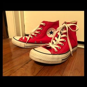 Red Chuck Taylor All Star High Tops Men-5/Women-7